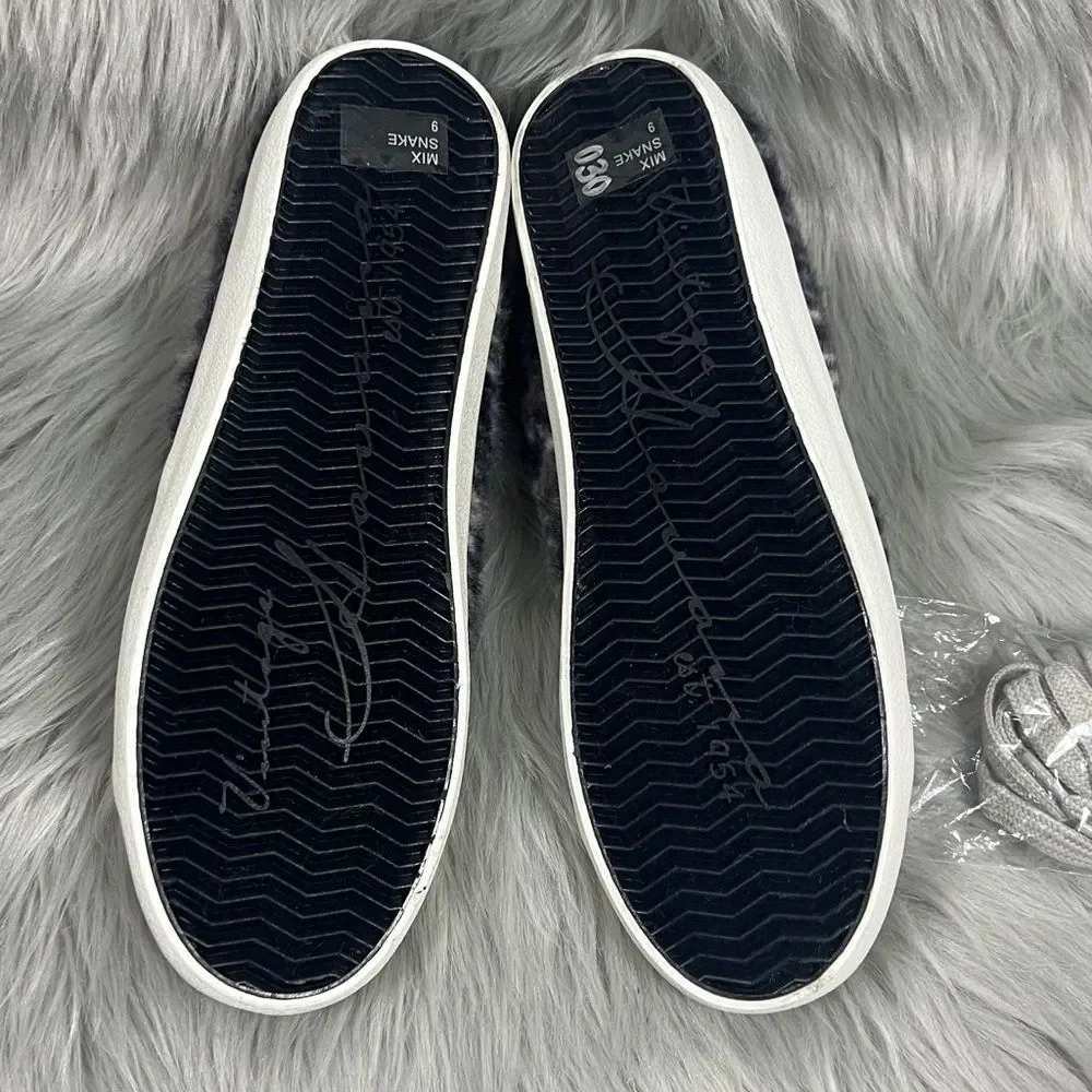 NWT Vintage Havana Gray and White Furry Slip-On Sneakers
